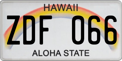 HI license plate ZDF066
