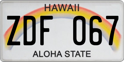 HI license plate ZDF067