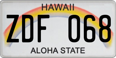 HI license plate ZDF068