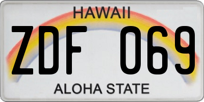 HI license plate ZDF069