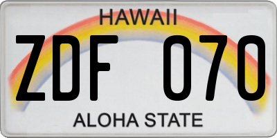 HI license plate ZDF070