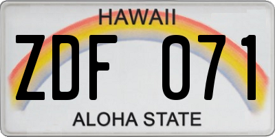 HI license plate ZDF071