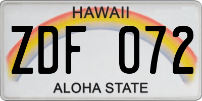 HI license plate ZDF072