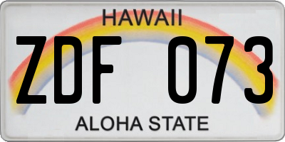 HI license plate ZDF073
