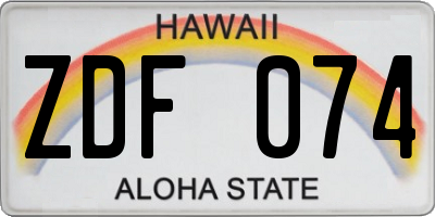 HI license plate ZDF074