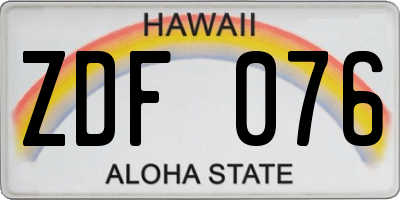 HI license plate ZDF076