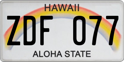 HI license plate ZDF077