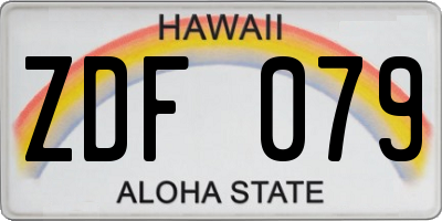 HI license plate ZDF079