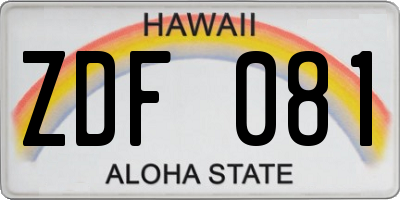 HI license plate ZDF081