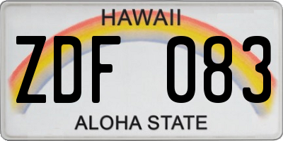 HI license plate ZDF083