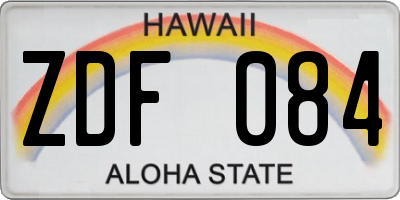 HI license plate ZDF084