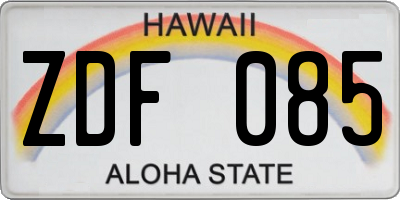 HI license plate ZDF085