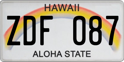 HI license plate ZDF087
