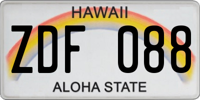 HI license plate ZDF088