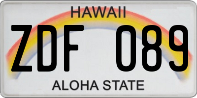 HI license plate ZDF089