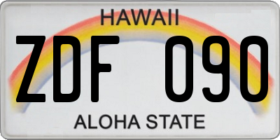 HI license plate ZDF090