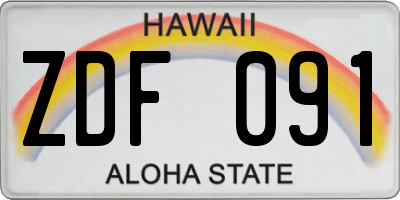 HI license plate ZDF091