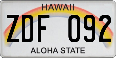 HI license plate ZDF092