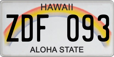 HI license plate ZDF093
