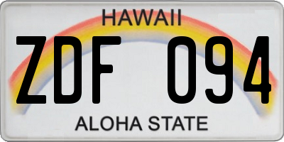 HI license plate ZDF094