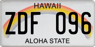 HI license plate ZDF096