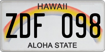 HI license plate ZDF098