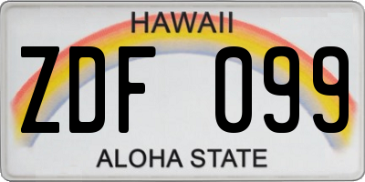 HI license plate ZDF099