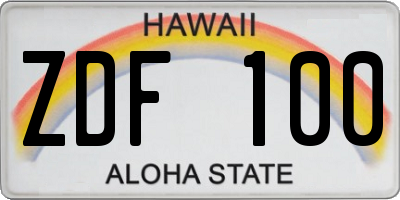 HI license plate ZDF100