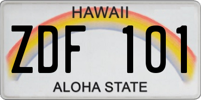 HI license plate ZDF101