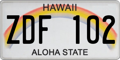 HI license plate ZDF102