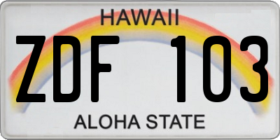 HI license plate ZDF103