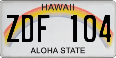 HI license plate ZDF104