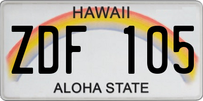 HI license plate ZDF105