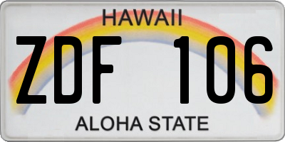 HI license plate ZDF106