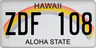 HI license plate ZDF108