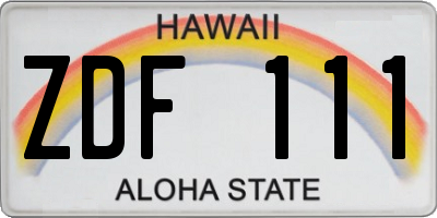 HI license plate ZDF111
