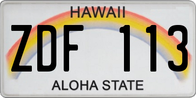 HI license plate ZDF113