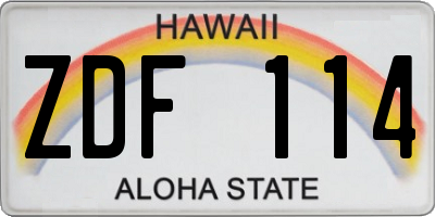 HI license plate ZDF114