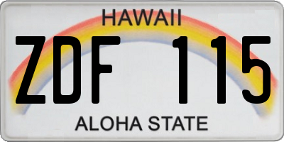 HI license plate ZDF115