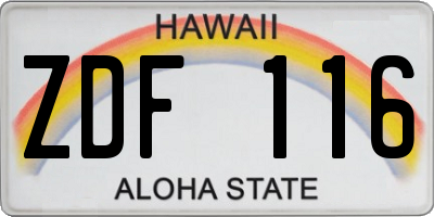 HI license plate ZDF116