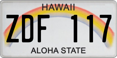 HI license plate ZDF117