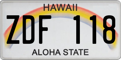 HI license plate ZDF118