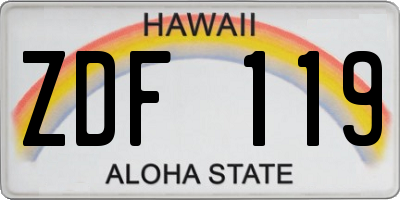 HI license plate ZDF119