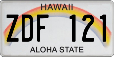HI license plate ZDF121