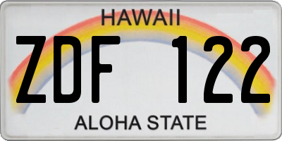 HI license plate ZDF122
