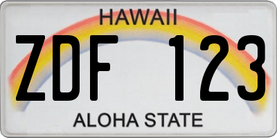 HI license plate ZDF123