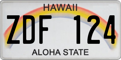 HI license plate ZDF124