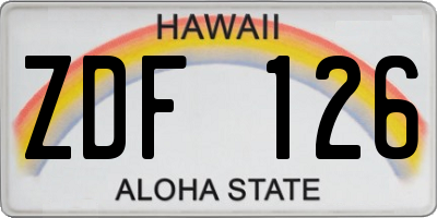 HI license plate ZDF126