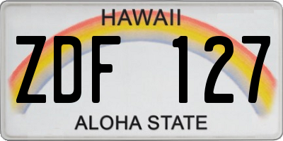 HI license plate ZDF127