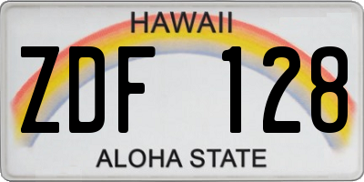 HI license plate ZDF128